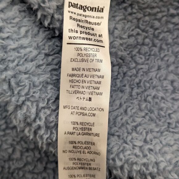 PATAGONIA Women's Outdoor Fuzzy Fleece 1/4 Zip Pullover Mock Neck Blue Gray Sz S - Picture 10 of 11